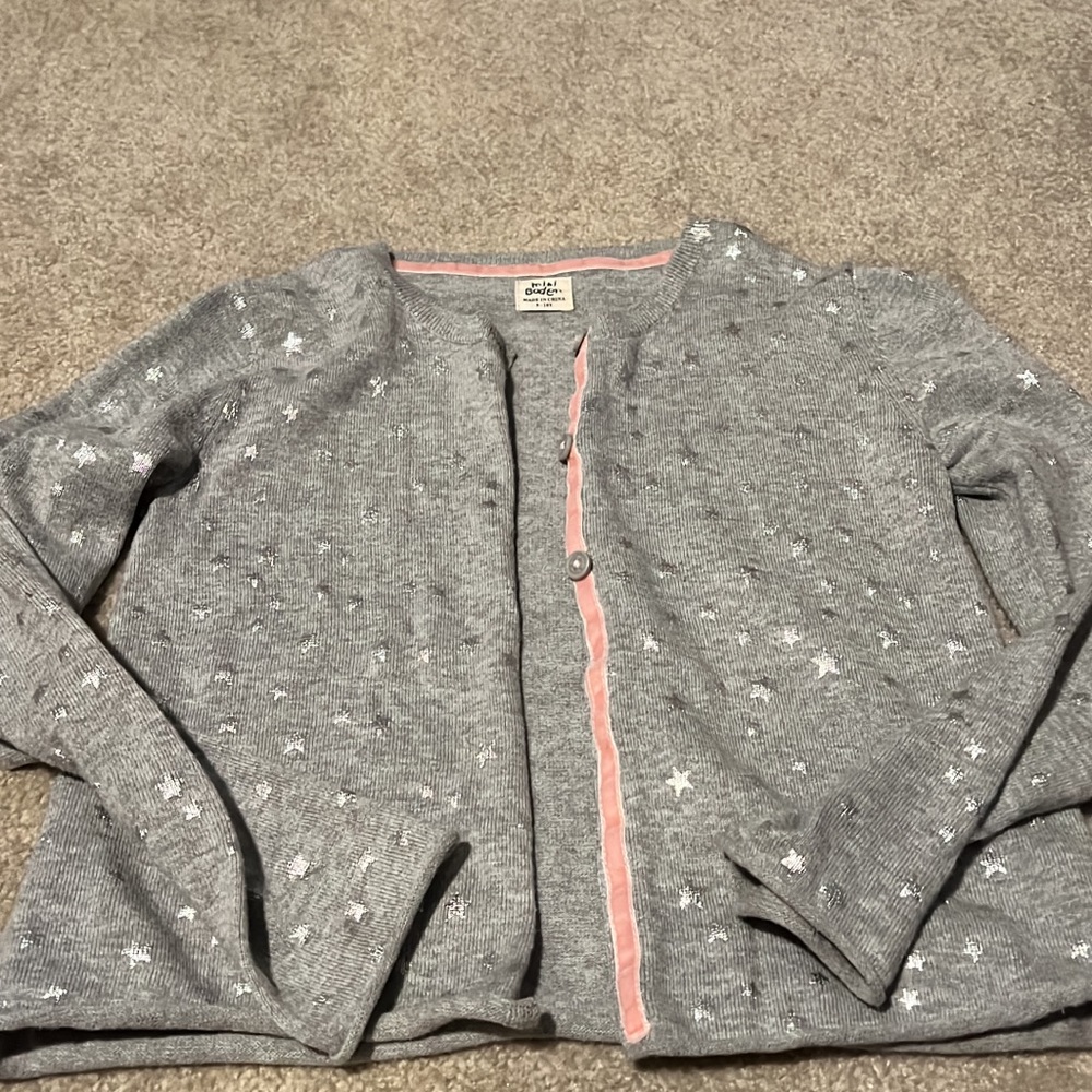 Mini Boden grey with stars cardigan